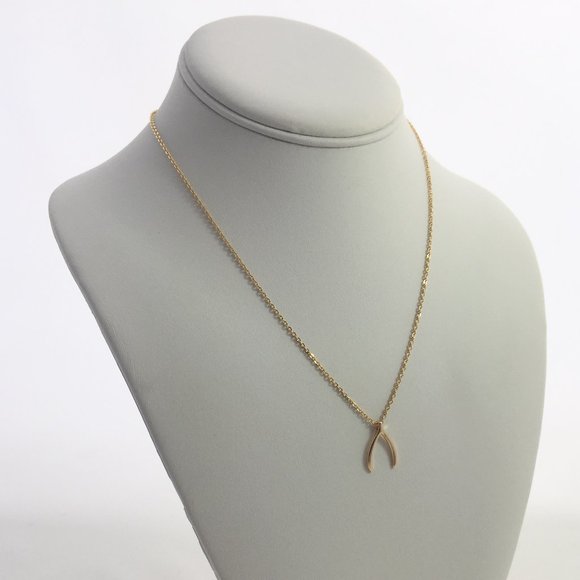 Wish bone dainty minimalist gold tone necklace - Picture 6 of 6